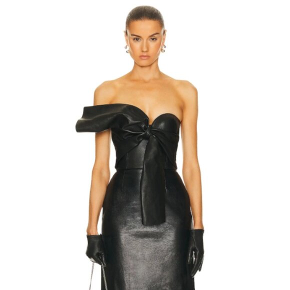 Alexander McQueen Tops - NWT Alexander McQueen Draped Knot Bow Leather Bustier Corset Top
